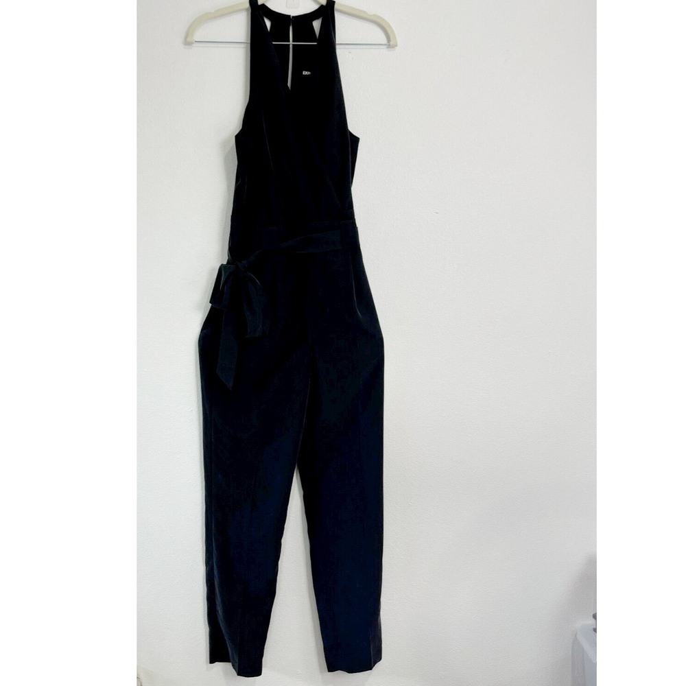 Express Sleeveless Jumpsuit Back Zip Black Size Zero Belted Casual‎ Classic 90's